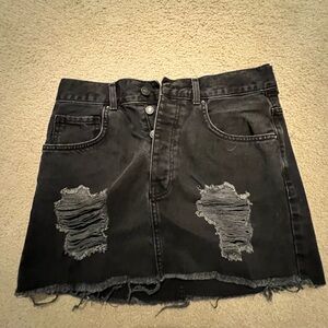 Forever 21 Distressed Black Denim Skirt